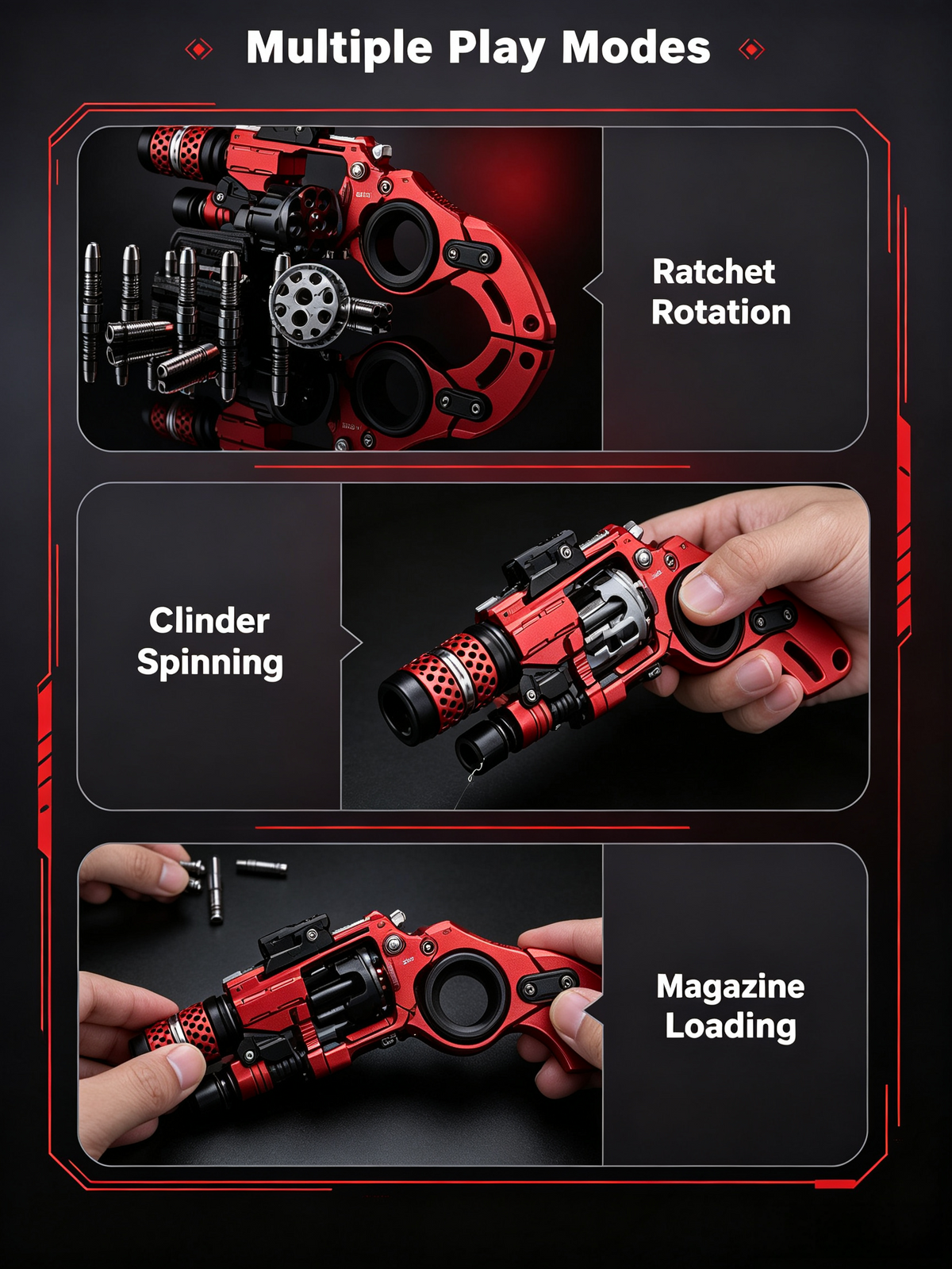 Mechanical Revolver EDC Fidget Toy | CNC Alloy Collector‑Grade Metal Stress Relief Spinner
